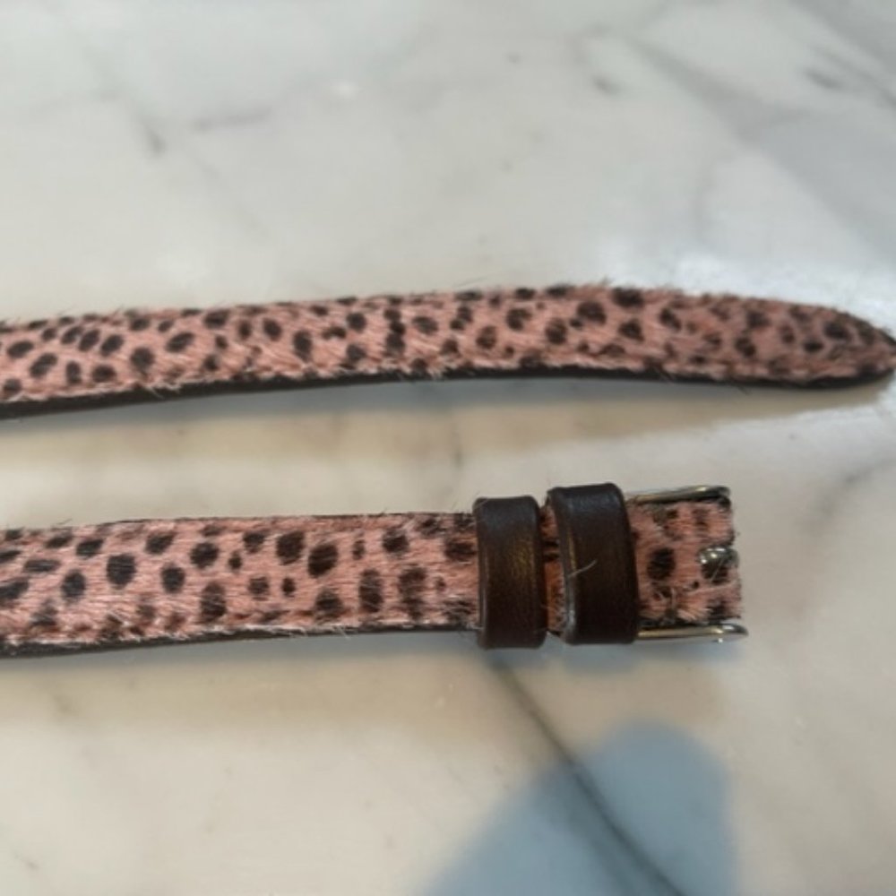 Michele Animal print fur Watchband Pink and brown 12 mm